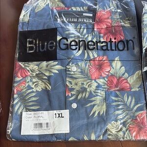Blue Generation Men's Floral Casual Button Down Shirt NWT Men’s 1XL & 2XL